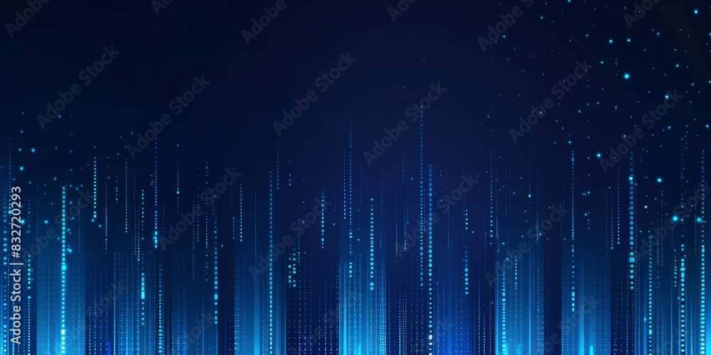 Poster abstract blue digital sound wave background with glowing dots and vertical lines