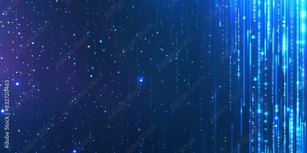 Poster abstract blue digital sound wave background with glowing dots and vertical lines