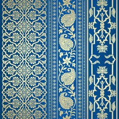 wedding card design, traditional paisley floral pattern , royal India	