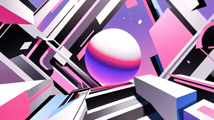 Default Abstract 3d render futuristic background design modern pop art, vibrant color, wallpaper desktop