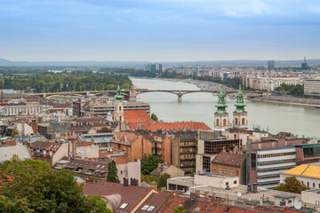 Cityscape in panorama Buda and pest in Budapest