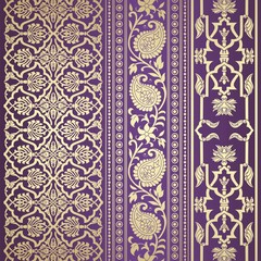 wedding card design, traditional paisley floral pattern , royal India	