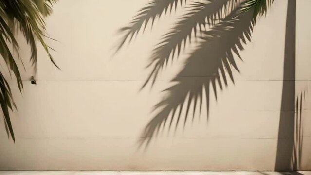he bustling city is adorned with palm leaf shadows that dance upon a light beige concrete wall