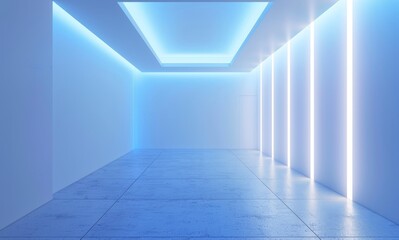 Obraz premium Light blue background with light white lines, a white floor and wall 