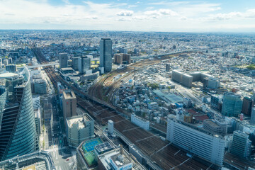 展望台から見る日本の愛知県名古屋の昼間の街の風景