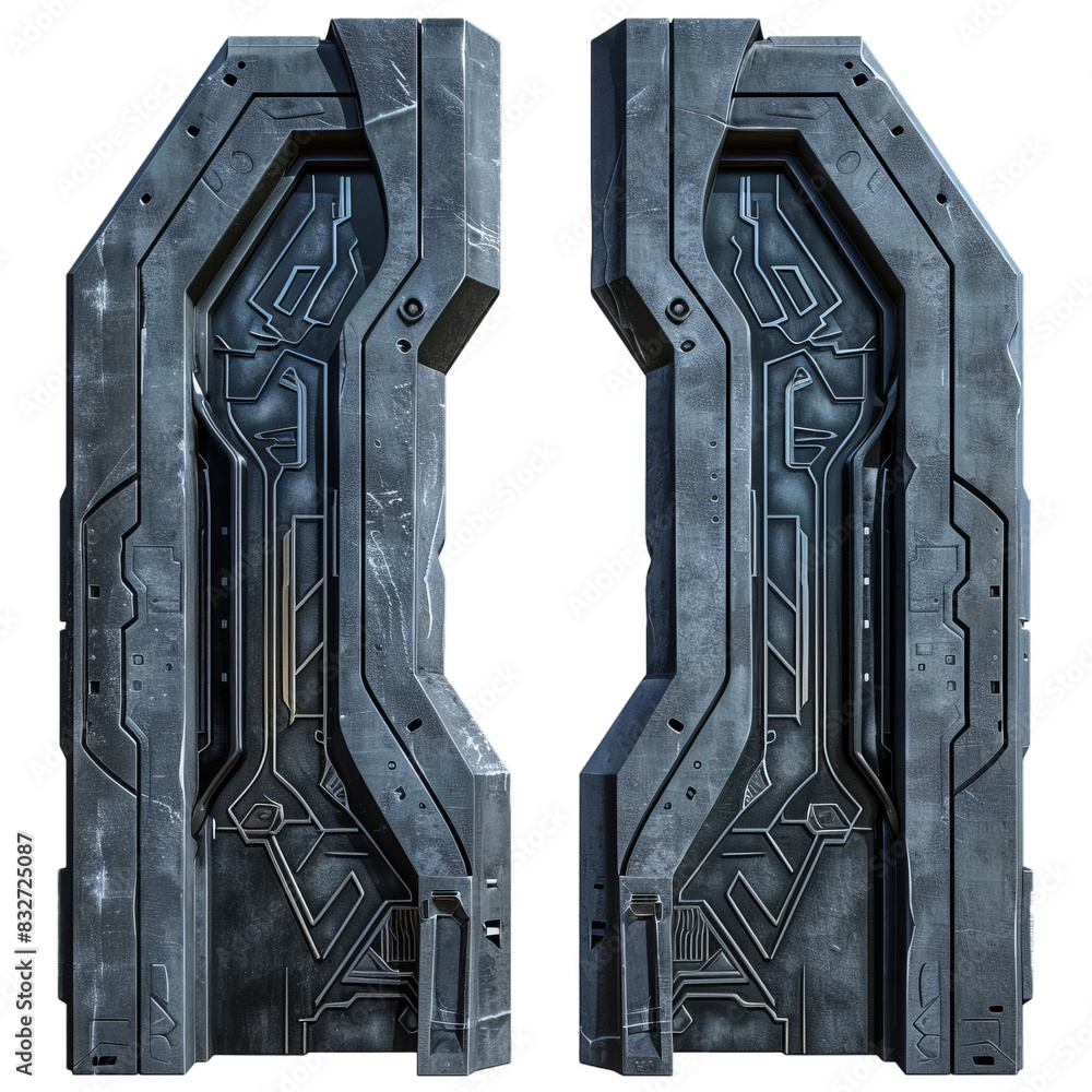 Aufkleber futuristic scifi doorway design with 3d rendering and transparent background a modern. hightech entr