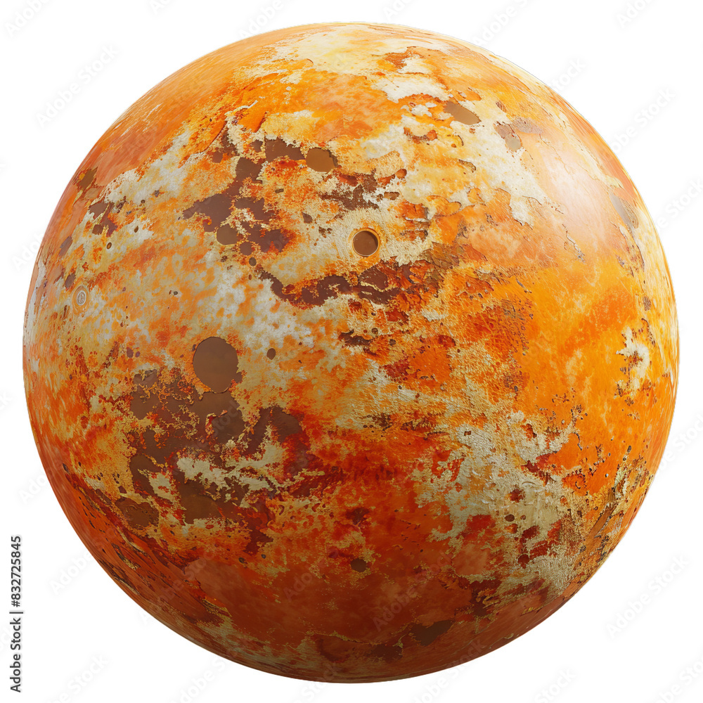 Poster highresolution 3d render of a textured rusty metal sphere with a clear background