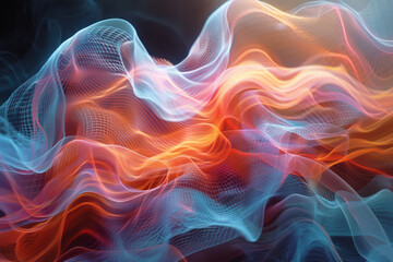 Fototapeta premium Bold, angular sound waves in contrasting colors, creating a sense of dynamic movement,