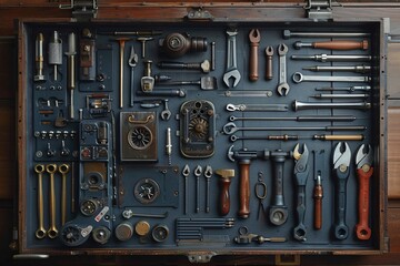 Fototapeta premium Close-up of diverse tools in toolbox