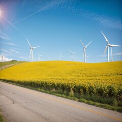 Wind turbines.