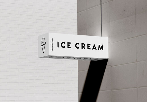 Street Horizontal Signboard Wall Mockup