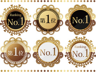 高級感のあるランキングNo.1のエンブレム6種セット　ゴールド