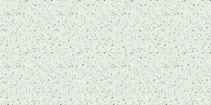 Terrazzo seamless pattern. Vector texture of mosaic floor with natural stones, granite, marble, quartz, limestone, colored glass, resin, concrete. Terazzo flooring background. Pistachio green colors