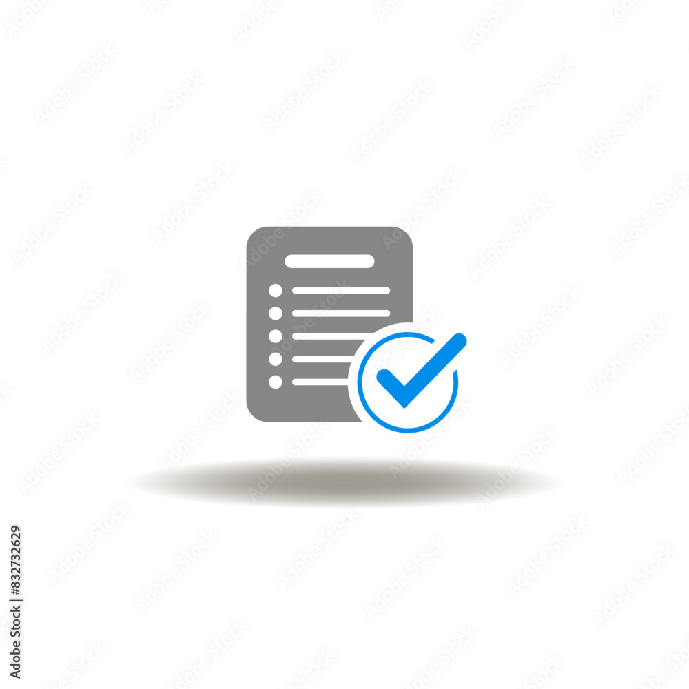 Aufkleber vector illustration of list document with check mark. icon of request.