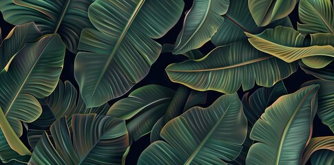 Vintage seamless pattern with tropical plants. Palm leaves in realistic style. Botanical illustration. Foliage design for wallpaper. AI generated illustration