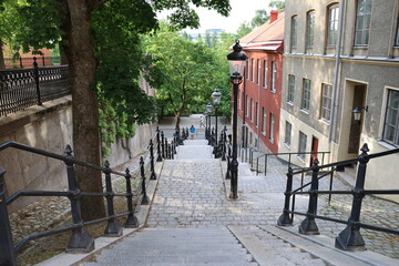 Fototapeta premium Beautiful Stockholm Sweden. Here the stairs between down at Högbergsgatan and up to Kvarngatan