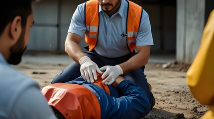Young teenager girl best friends spending time in nature, during sunset. Girls blowing bubbles and popping them.Colleague giving first aid to worker with chemical splashed on his skin, face. Accident 