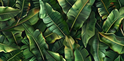 Vintage seamless pattern with tropical plants. Palm leaves in realistic style. Botanical illustration. Foliage design for wallpaper. AI generated illustration