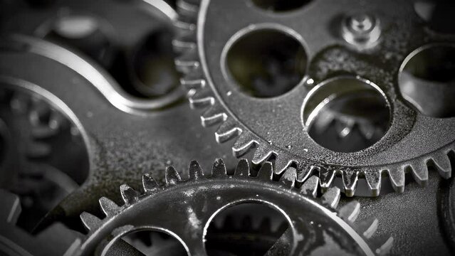 Loop of Cogs Wheel Metallic Gears Background Footage.