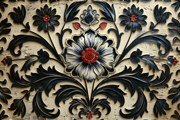 Block Print Woodblock Design vector, pattern, design, seamless, vintage,