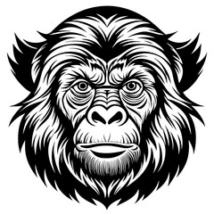 Fototapeta premium Intricate Black Vector Illustration of an Orangutan Head