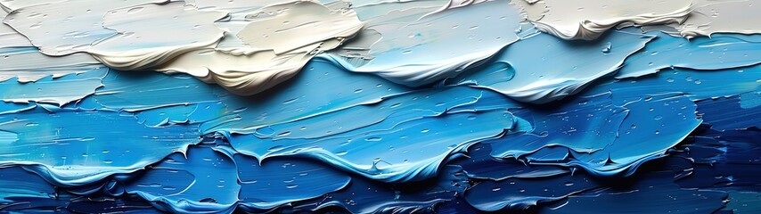 Dynamic abstract background of blue oil paint strokes, can be utilized for printed materials such as brochures, flyers, and business cards.
