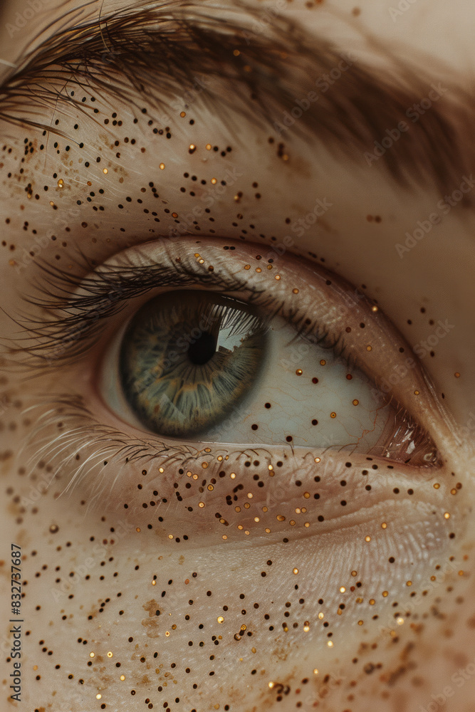 Aufkleber detailed view of a birthmark resembling a constellation, with tiny dots forming a pattern on the ski