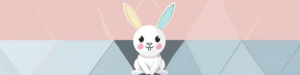 Minimalist bunny emoji wallpaper with pastel tones and clean geometric shapes, sophisticated digital art for contemporary devices