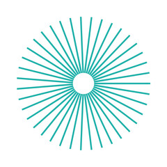 Obraz premium An abstract isolated retro boho sunburst shape design element.