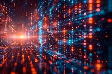 Dark background, bright lights illuminating the scene