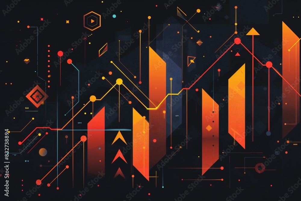 Poster graph and arrows on dark background