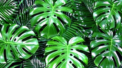   Green foliage with holes throughout the leaves