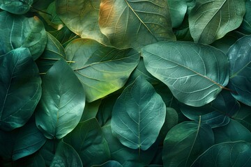 Obraz premium Close-up green leaves on wall