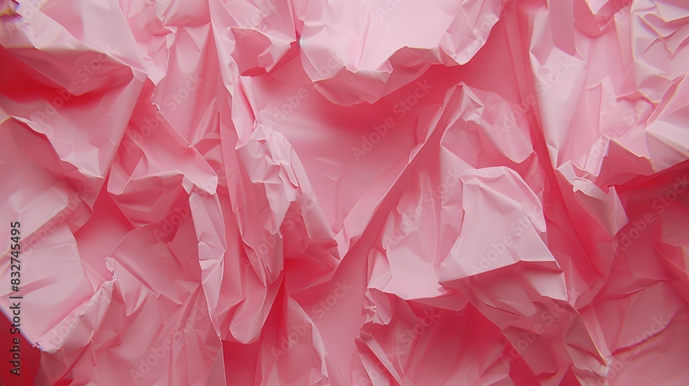 Poster a close-up of a pink background with many folded papers forming a rectangular shape on top