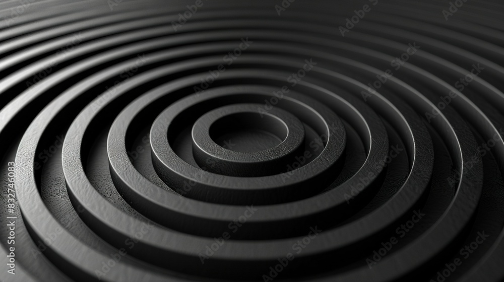 Poster a monochrome image depicts a circular object surrounded by two concentric circles