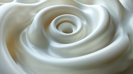   A white swirl resides at the heart of a white blossom, with the petal's core positioned centrally