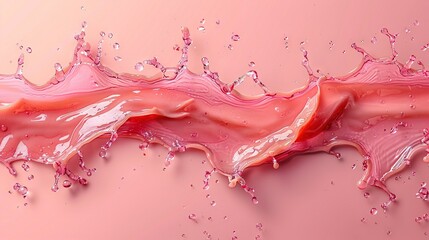   Pink liquid splashing on pink surface with light pink background