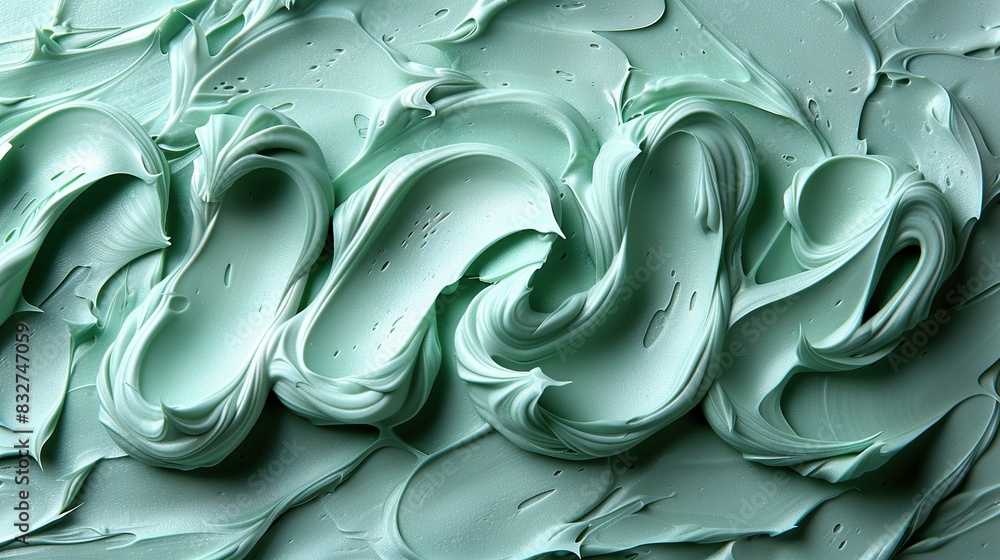 Poster a zoomed-in image of a green and white swirling texture on a canvas-like background