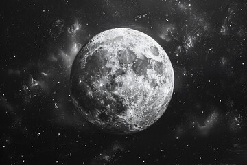 Fototapeta premium Close-up black-white moon photo