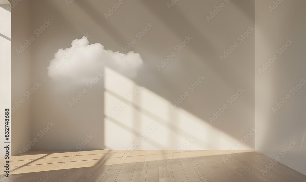 Poster a photo of an empty room with light coming in from the left side
