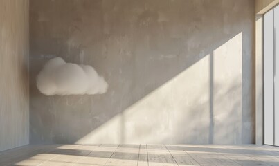 A photo of an empty room with light coming in from the left side 
