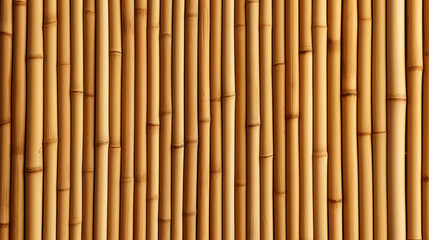 Beige bamboo stems wall, decorative, natural background, vertical fence, banner with texture pattern, organic eco friendly material