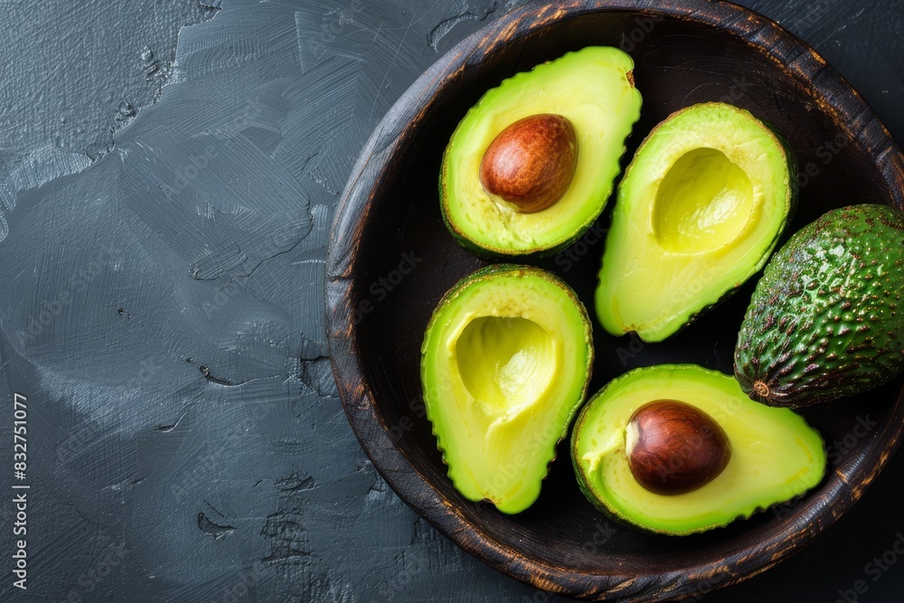 Aufkleber mashed avocado top view with ample space on left side for text placement, ideal for creative designs