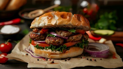 Kofta sandwich background 