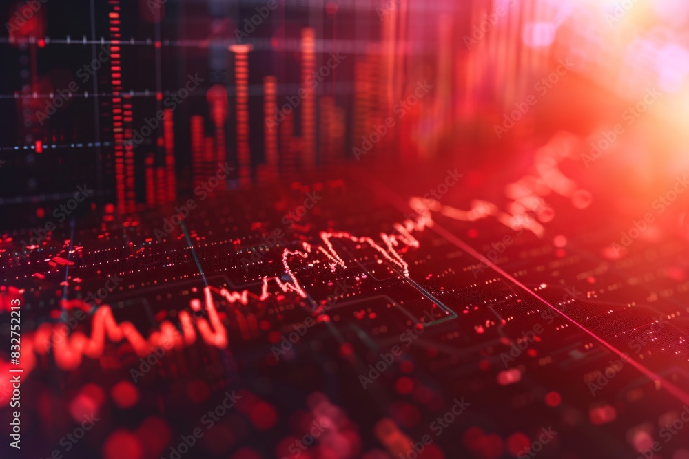 Aufkleber computer screen close-up with red and black background