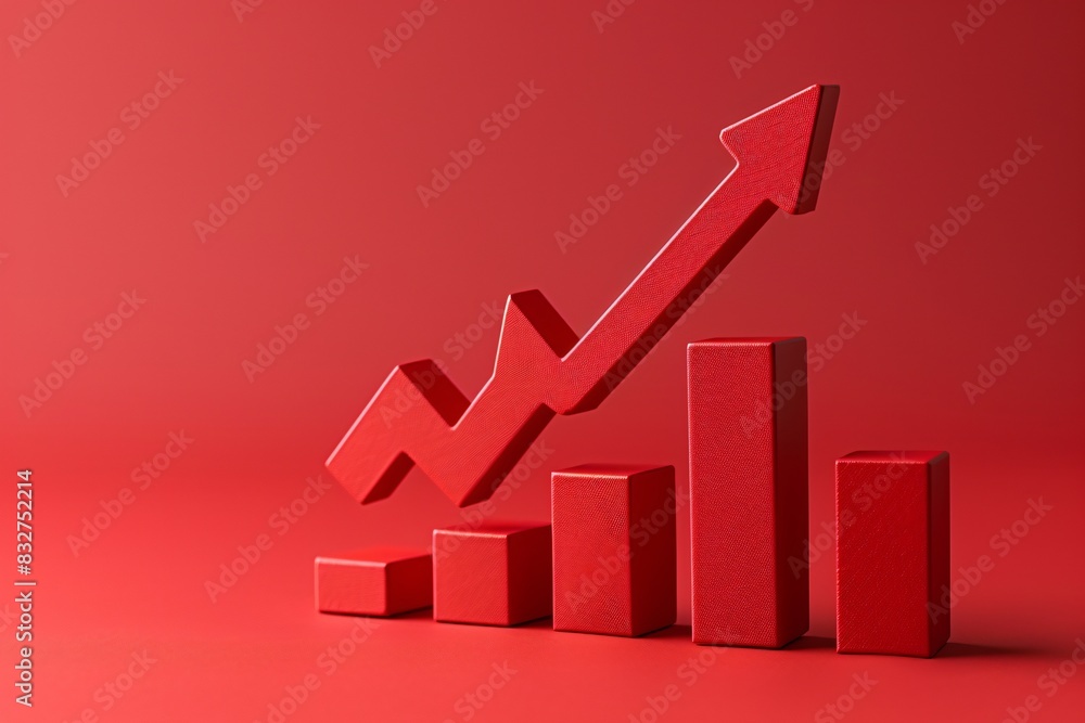 Poster red arrow up on red background