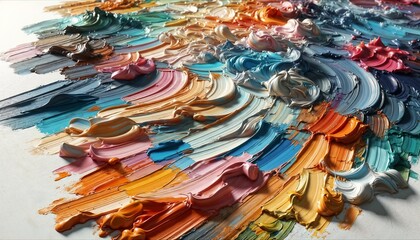 Close-Up of Colorful Abstract Oil Painting Palette During Daytime Creation