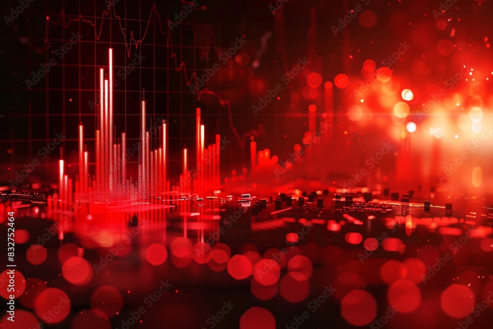 Poster close-up image of red and black background featuring a graph