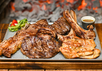 Grilled beef of excellent quality in a fancy restaurant
