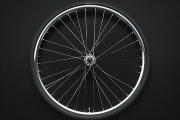 Fototapeta premium Close-up of bicycle wheel spokes on black background